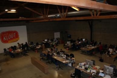 An overview of people at work in the office.