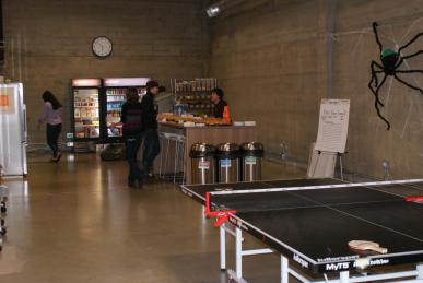 We have a fully stocked kitchen with meals, snacks, and beverages.
