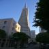 We are in the shadow of the Transamerica Pyramid.