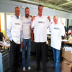 Ronnie Lott and Harris Barton dropped by with pizza.